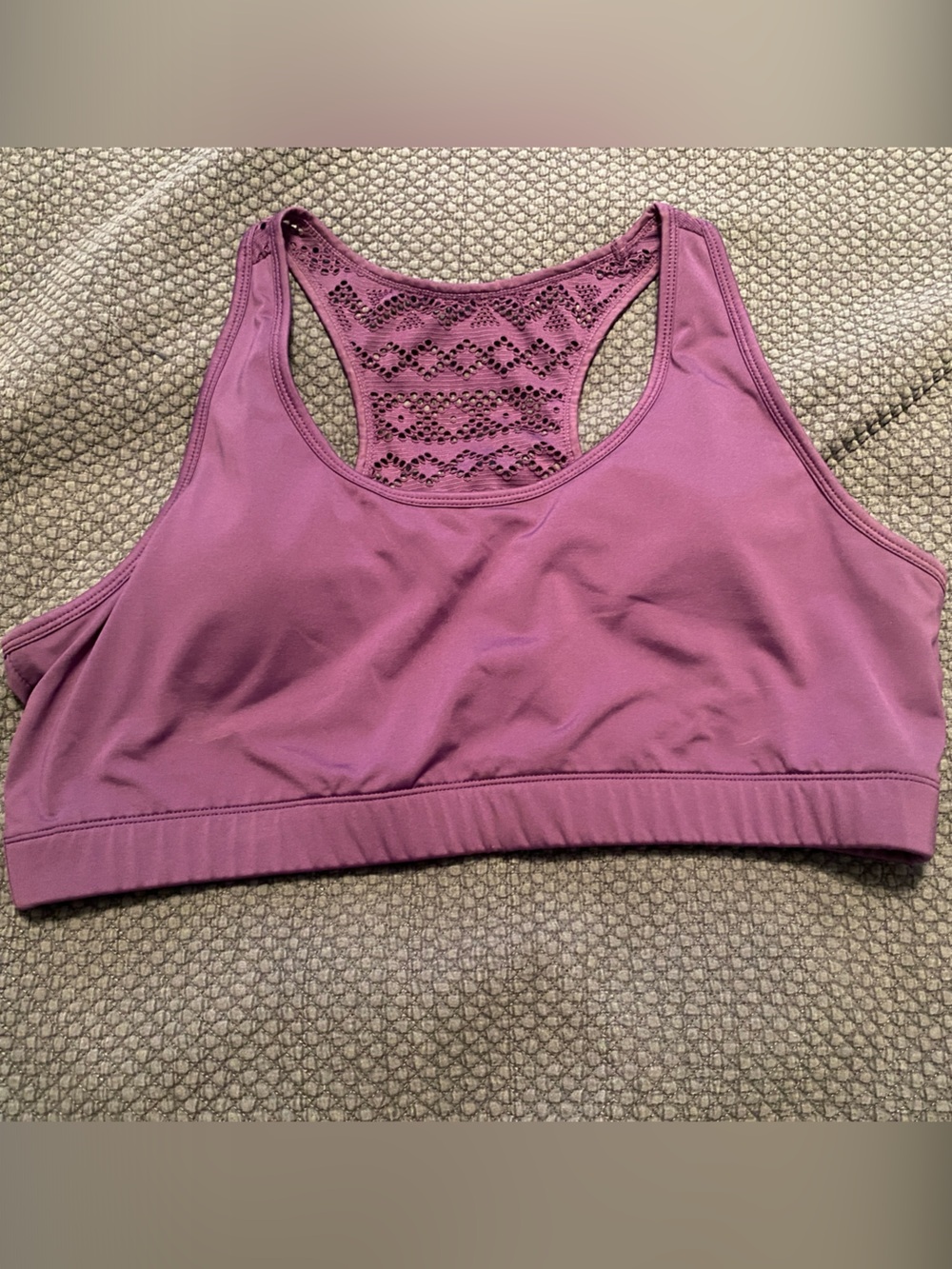 Lace-Back Mauve Sports Bra with Racerback Detail